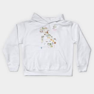 Illustrated Map of Italy Kids Hoodie